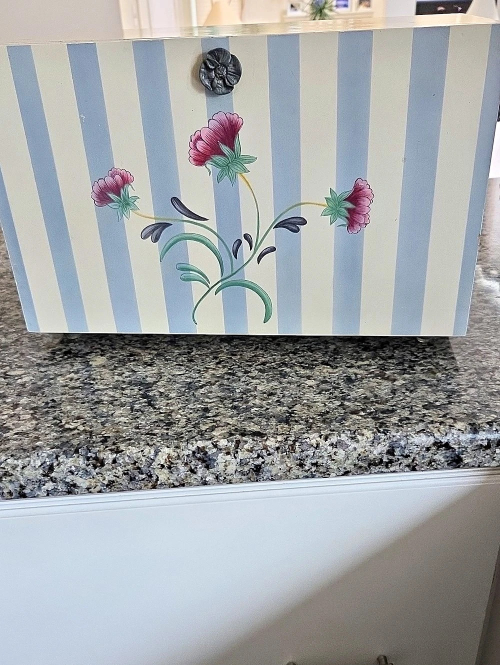 Lenox Poppies on Blue Botanical Wood Bread Box